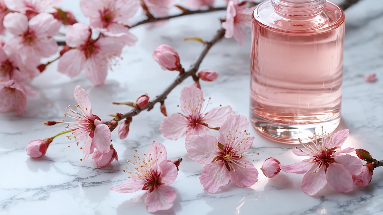 cherry blossom extract skincare benefits for Indian skin K-beauty botanical
